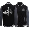 Jaqueta Masculina Gráfica 'Jesus Salvou Minha Vida' Estilo Preppy Uniforme de Baseball Casual P-5Xl Roupas de Rua