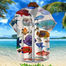 Camiseta Masculina Impressa em 3D de Animais Marinhos com Peixes Harajuku Diversas Camisetas Engraçadas Havaiana Casual de Rua Praia na Moda Blusa com Botões
