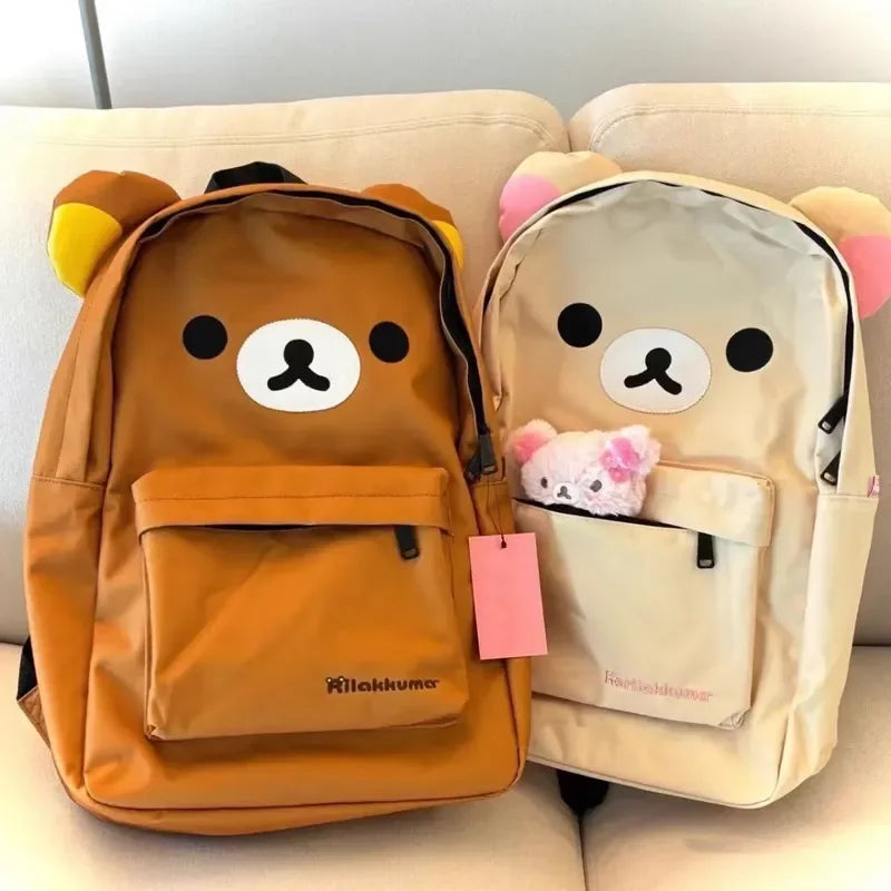 Mochila Kawaii Urso Rilakkumas Mochila de Grande Capacidade Mochila Estilosa para Estudante Bolsa Escolar Bolsas de Ombro Mochila Presente