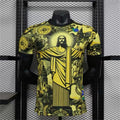 Camisa de Treinamento de Futebol de Verão Top Brasil Edição Especial Jesus Preta e Cinza Camisa de Futebol Masculina e Feminina para Exterior de Secagem Rápida