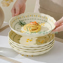 Pratos no Estilo do Campo Francês, Tigelas de Arroz para Uso Doméstico, Novo Conjunto de Louças de Cerâmica com Cor sob Esmalte, Pratos Profundos de Alta Qualidade