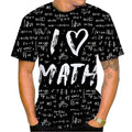 Camisetas Gráficas Divertidas de Fórmulas Matemáticas Moda Verão Manga Curta Impressão 3D Camisetas Infantis Casuais Pulôveres Oversized