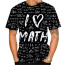 Camisetas Gráficas Divertidas de Fórmulas Matemáticas Moda Verão Manga Curta Impressão 3D Camisetas Infantis Casuais Pulôveres Oversized