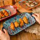 Pratos Jantar Boêmios Binaurais Prato de Cerâmica Grande Retangular para Peixe Prato de Cerâmica para Sushi para Casa Cozinha Restaurante Presente