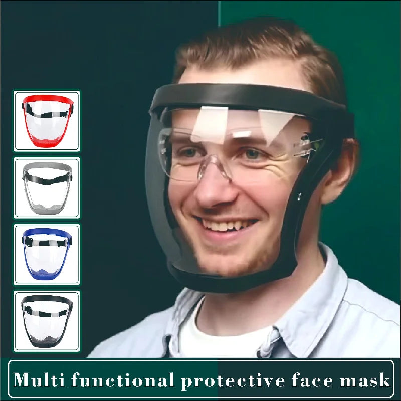 Máscara de Proteção Facial Completa Ajustável com Ventilação, Máscara de Segurança de Plástico Durável, Painel Transparente e Alça Elástica