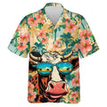 Camisas Engraçadas e Legais de Vaca Roupas Masculinas Camisa de Botão com Lapela Havaiana Estampa 3D Casual Moda Padrão de Personalidade Blusa na Moda