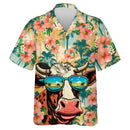 Camisas Engraçadas e Legais de Vaca Roupas Masculinas Camisa de Botão com Lapela Havaiana Estampa 3D Casual Moda Padrão de Personalidade Blusa na Moda