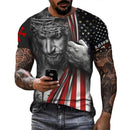 Camiseta Masculina Estampada 3D com Cruz de Jesus Cristo - Design Clássico, Casual, Mangas Curtas, Estilo Street Fashion, Oversized, Solta