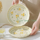 Pratos no Estilo do Campo Francês, Tigelas de Arroz para Uso Doméstico, Novo Conjunto de Louças de Cerâmica com Cor sob Esmalte, Pratos Profundos de Alta Qualidade