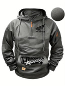 Moletom com Capuz Honda Logo Motorcycle Masculino Moletom Honda com Zíper Superior Roupas Externas de Outono e Inverno