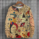 Moletom Masculino Pulôver com Estampa de Grafite Arte Gráfica 3D Manga Longa Top O-Neck Casual Streetwear