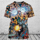 Camiseta 3D masculina da moda com estampa de personagem de desenho animado popular, verão, manga curta, solta e chamativa