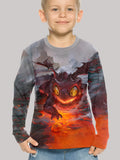 Roupas Infantis Camiseta Masculina Manga Curta Moda Estampa 3D Dragão Roupas de Verão para Crianças Roupas Casuais ao Ar Livre Tops Masculinos Gola O