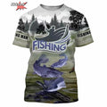 Camiseta Masculina Oversized de Manga Curta com Estampa 3D de Pesca Roupas de Pesca ao Ar Livre Top de Manga Curta
