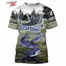 Camiseta Masculina Oversized de Manga Curta com Estampa 3D de Pesca Roupas de Pesca ao Ar Livre Top de Manga Curta