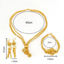 Conjunto de Joias Exquisitas para Uso Diário para Mulheres Colar Brincos Pulseira Joias Banhadas a Ouro de Dubai para Banquete Festa Presente de Casamento