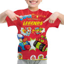 Camiseta Padrão 3D SuperThings Infantil Camiseta O-neck Manga Curta Roupas Meninas Casual Camiseta Tops Primavera Verão Roupas Infantis