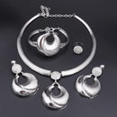 Conjunto de Joias Dubai para Mulheres Banho de Prata Colar de Luxo Brincos Pulseira e Anel Conjunto de Joias para Casamento Festa Tendência