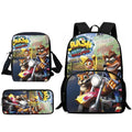 Mochilas Infantis Cartoon Crash Bandicoots Bolsa de Ombro Estojo de Lápis Mochilas Escolares de Grande Capacidade para Meninos e Meninas Melhor Presente