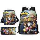 Mochilas Infantis Cartoon Crash Bandicoots Bolsa de Ombro Estojo de Lápis Mochilas Escolares de Grande Capacidade para Meninos e Meninas Melhor Presente