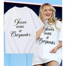 Camisetas de Jesus Era Carpinteiro Sabrina Carpenter para Mulheres Estilo Moderno Jovem Camiseta Feminina Roupas de Anime Japonês