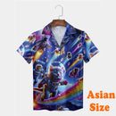 Camisas Havaianas de Gato Engraçado Impressas em 3D para Homens, Camisas de Lapela Estilo Grafite Hip Hop, Camiseta com Padrão Retrô de Ondas Japonesas