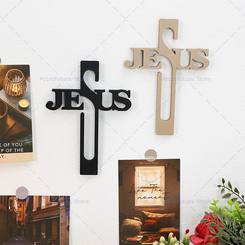 Decoração de Parede com Símbolo da Cruz de Jesus, Decoração de Páscoa e Ação de Graças, Enfeite de Parede para Escritório ou Sala