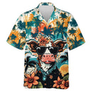 Camisas Engraçadas e Legais de Vaca Roupas Masculinas Camisa de Botão com Lapela Havaiana Estampa 3D Casual Moda Padrão de Personalidade Blusa na Moda