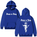 Moletom Masculino Plus Size 'Jesus Is King' Estampado, Religioso, Casual, Streetwear, Estilo Gótico Harajuku, Manga Longa, Malha de Inverno