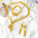 Conjunto de Joias Exquisitas para Uso Diário para Mulheres Colar Brincos Pulseira Joias Banhadas a Ouro de Dubai para Banquete Festa Presente de Casamento