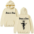 Moletom Masculino Plus Size 'Jesus Is King' Estampado, Religioso, Casual, Streetwear, Estilo Gótico Harajuku, Manga Longa, Malha de Inverno