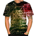 Camisetas Gráficas Divertidas de Fórmulas Matemáticas Moda Verão Manga Curta Impressão 3D Camisetas Infantis Casuais Pulôveres Oversized