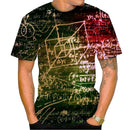 Camisetas Gráficas Divertidas de Fórmulas Matemáticas Moda Verão Manga Curta Impressão 3D Camisetas Infantis Casuais Pulôveres Oversized