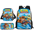 Mochilas Infantis Cartoon Crash Bandicoots Bolsa de Ombro Estojo de Lápis Mochilas Escolares de Grande Capacidade para Meninos e Meninas Melhor Presente