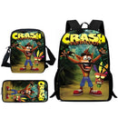 Mochilas Infantis Cartoon Crash Bandicoots Bolsa de Ombro Estojo de Lápis Mochilas Escolares de Grande Capacidade para Meninos e Meninas Melhor Presente