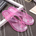 Novo Chinelo de Praia de Verão Feminino Transparente Flat Sandália Rasteira Sapato de Gel Cor Lisa Chinelo Feminino Slides para Mulheres