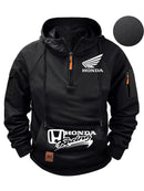 Moletom com Capuz Honda Logo Motorcycle Masculino Moletom Honda com Zíper Superior Roupas Externas de Outono e Inverno