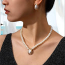 Novos Conjuntos de Joias de Casamento para Noivas Femininas Moda Elegante Minimalista Pérola Imitada Gota de Água Gargantilha Colar e Brincos
