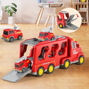 Brinquedo policial 5 em 1 de dupla camada com ação inercial, caminhão de transporte para crianças com fricção, luzes e música