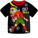 Camiseta de Futebol Infantil de Verão CR7 para Meninos e Meninas, Fantasia No.7, Conjunto de Pijama com Camiseta + Calça, Futebol Ronaldo CR7 Impressão, Roupas Infantis, Presentes