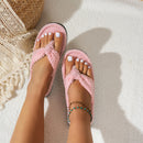 Chinelos Femininos Fashionáveis para Casa com Solado Embutido para Uso Externo Antiderrapante Adequados para Todas as Estações das Mulheres