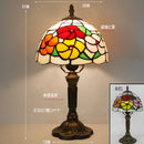 Table Lamp 8 Inches Stained Glass Bedside Lamp Red Rose Desk Reading Light Bedroom Living Room Home Office