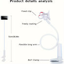 Suporte para Celular, Suporte de Mesa Flexível para Cama com Braço Longo Ajustável de 360 Graus e Clipe, Suporte para Telefone