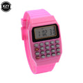 Relógio Calculadora Eletrônica Infantil Micro Calculadora Relógio de Silicone com Data e Multifuncional Relógio Mini Calculadora Portátil