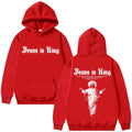Moletom Masculino Plus Size 'Jesus Is King' Estampado, Religioso, Casual, Streetwear, Estilo Gótico Harajuku, Manga Longa, Malha de Inverno