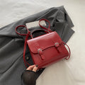 Mochila Feminina Estilo Faculdade Moda Casual Cor Sólida Bolsas de Ombro para Senhoras Bolsa Feminina Simples de Couro PU Macio