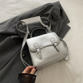 Mochila Feminina Estilo Faculdade Moda Casual Cor Sólida Bolsas de Ombro para Senhoras Bolsa Feminina Simples de Couro PU Macio
