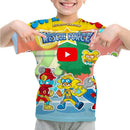 Camiseta Padrão 3D SuperThings Infantil Camiseta O-neck Manga Curta Roupas Meninas Casual Camiseta Tops Primavera Verão Roupas Infantis