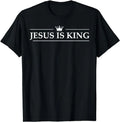 Camiseta Cristã Jesus É Rei Versículo Bíblico para Homens e Mulheres Estilo Unissex Clássica de Mangas Curtas