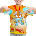 Camiseta Padrão 3D SuperThings Infantil Camiseta O-neck Manga Curta Roupas Meninas Casual Camiseta Tops Primavera Verão Roupas Infantis